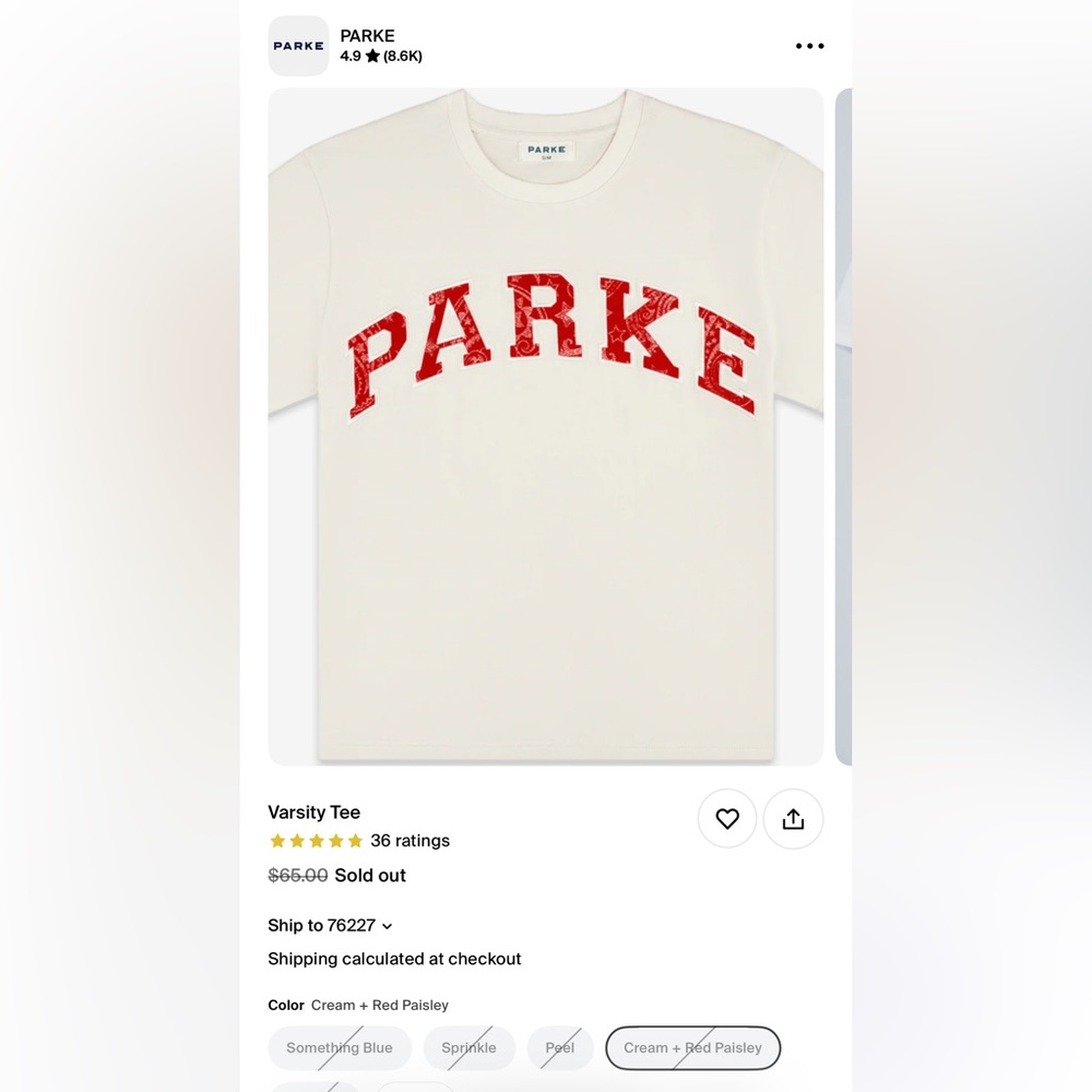 PARKE VARSITY TEE